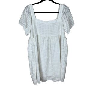 Women's Ghanda Co. White Floral Eyelet Short Sleeve Square Neck Dress Size L